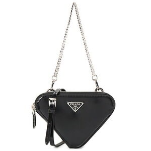 PRADA Triangle Logo Brushed Leather Handbag Tote Shoulder
